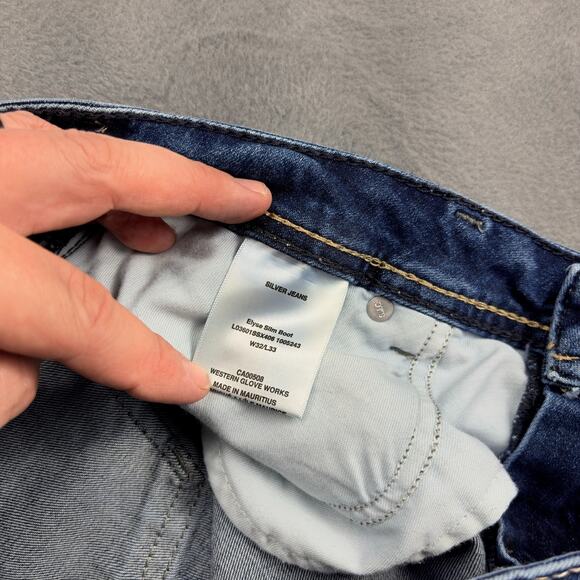 Silver Jeans Co. Boot Cut Jeans Women's 32x33 Blue Elyse Slim Boot Distressed - Picture 4 of 10